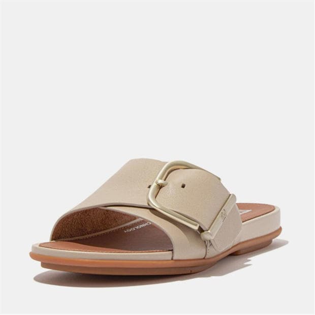 Beige - FitFlop - Gracie Maxi-Buckle Leather Sliders