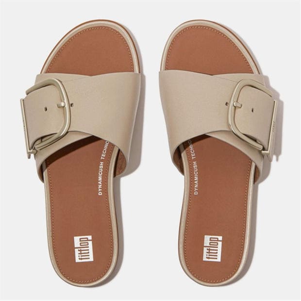 Beige - FitFlop - Gracie Maxi-Buckle Leather Sliders