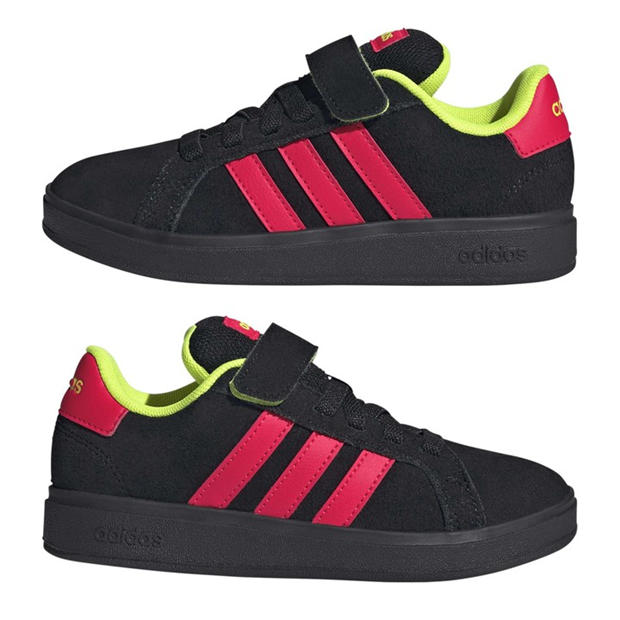 Core Black/Luci - adidas - Kids' Grand Court Trainers