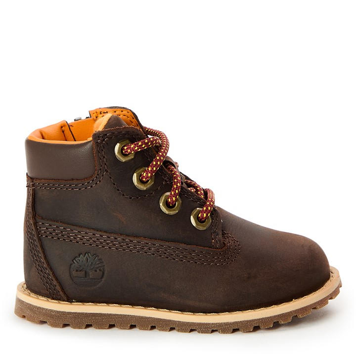 Timberland  Kids Brown Mid Lace Up With Zip Flat Ankle Boots in Size C4.5, Sports Direct