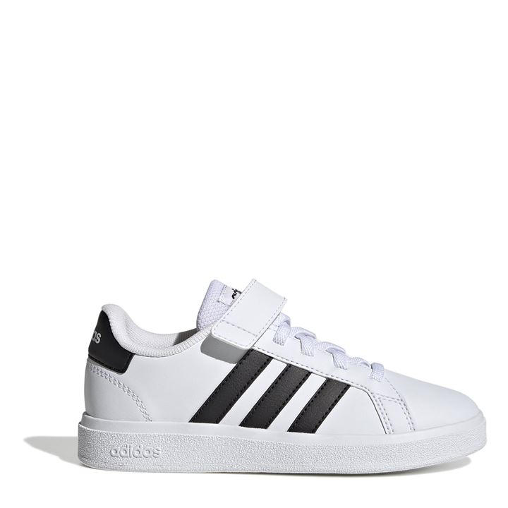 Adidas Boys White Grand Court  Trainers in Size C12, Sports Direct