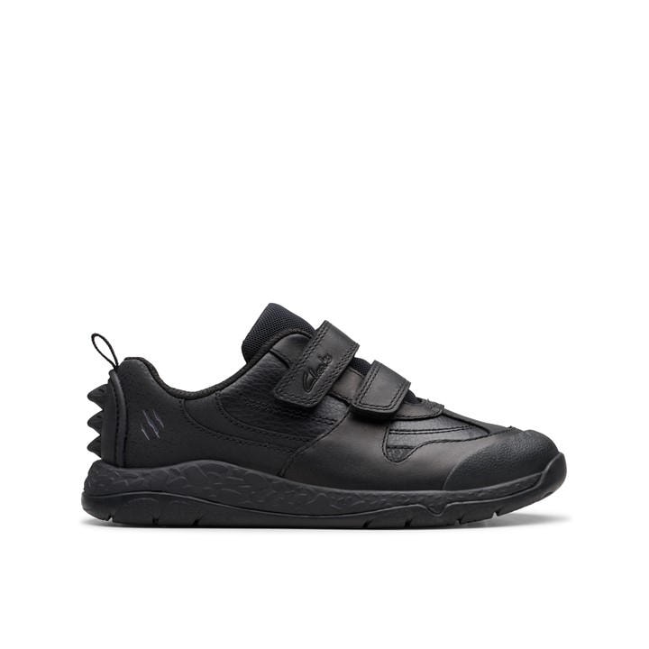 Clarks Steggy Pace 2v Black leather Kids Boys Casual Shoes 7828-97G in a Plain Leather in Size 8 - Image 2