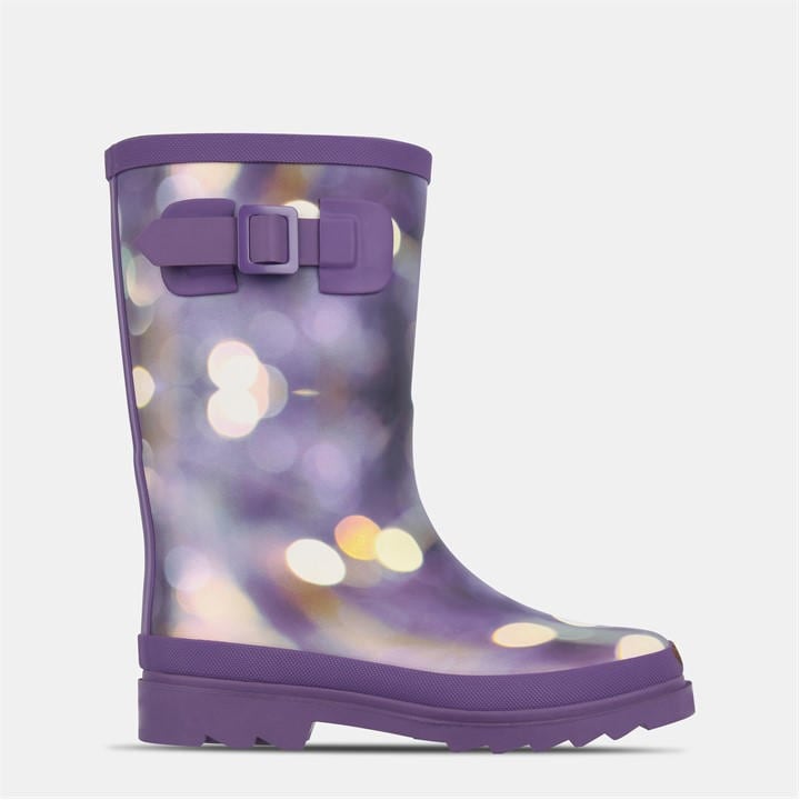 Gelert Girls Purple Kids Marble Waterproof Rubber Sole Wellingtons in Size C11, Sports Direct