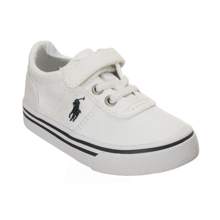 Polo Ralph Lauren Boys White ' Canvas Low-Top Trainers in Size C13, Sports Direct
