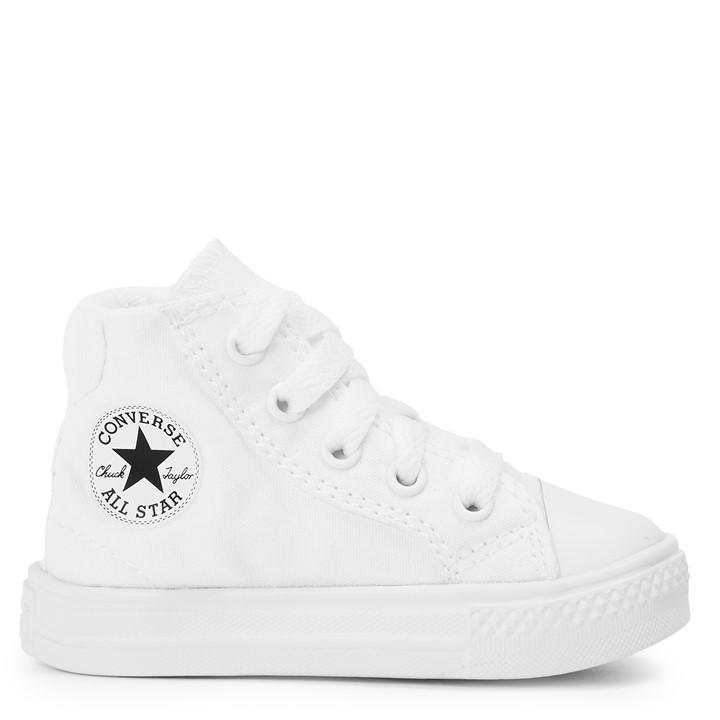 Converse  Kids White Kids' Canvas High-Top Trainers in Size C4, Sports Direct