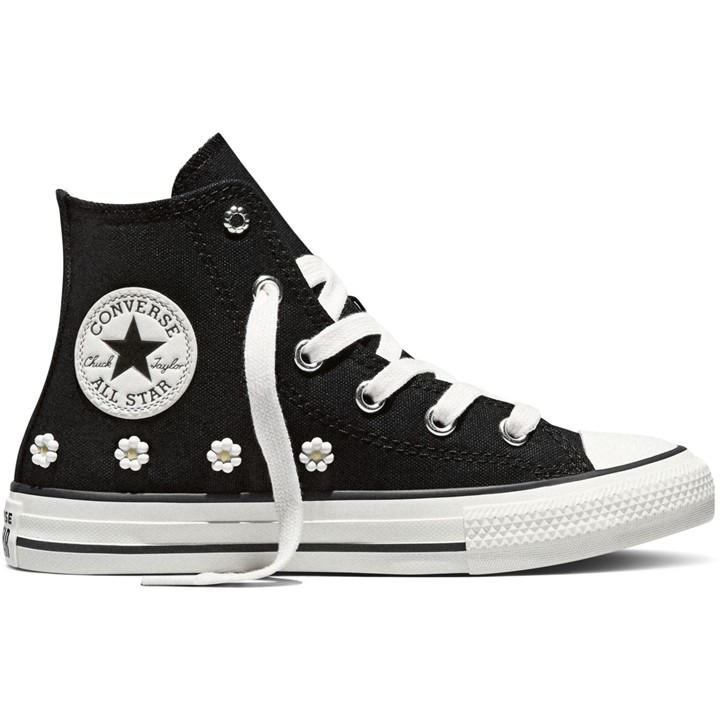 Converse Girls Black Kids' Canvas High-Top Trainers in Size C11, Sports Direct