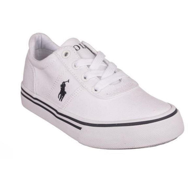 Polo Ralph Lauren Boys White ' Hanford Canvas Low-Top Trainers in Size 6, Sports Direct