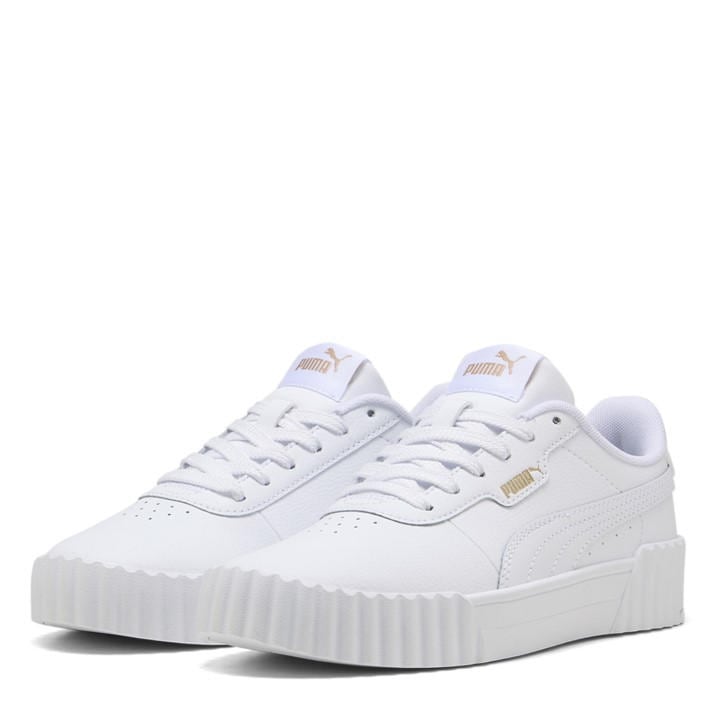 Puma Girls White Carina 3.0 Trainers  in Size 5.5, Sports Direct