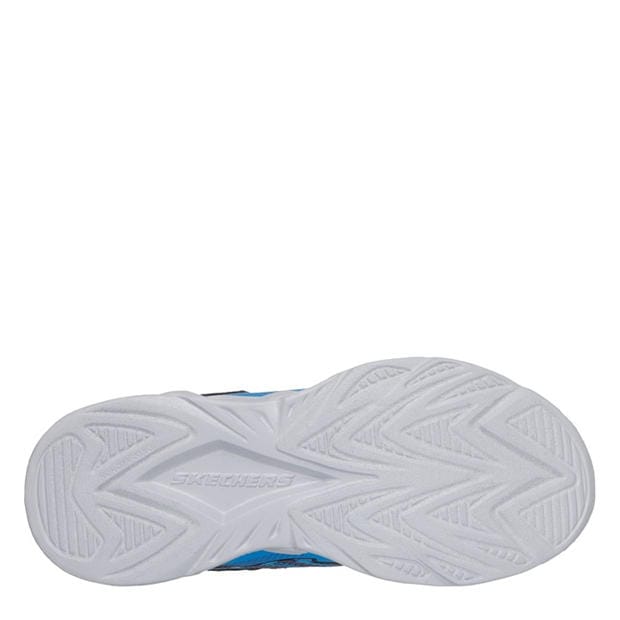 Blue/Navy - Skechers - Kids' Gore and Strap Leather Light Up Trainers