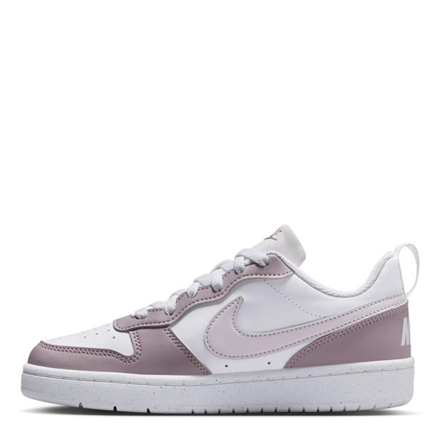 White/Plum/Fog - Nike - Court Borough Low 2 SE Big Kids' Shoes