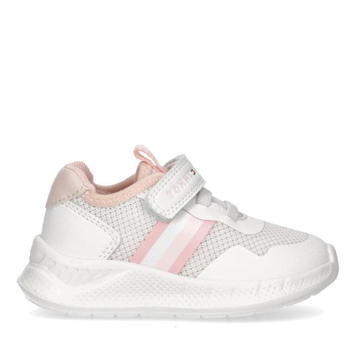 Tommy Hilfiger Girls White Stripe Low Trainers  in Size 2, Sports Direct