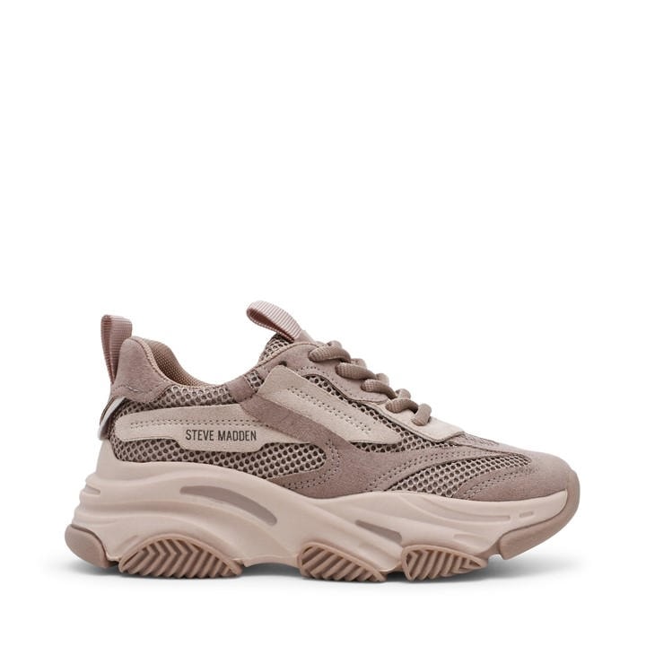 Steve Madden Girls Beige ' Possession Chunky Trainers in Size 3, Sports Direct