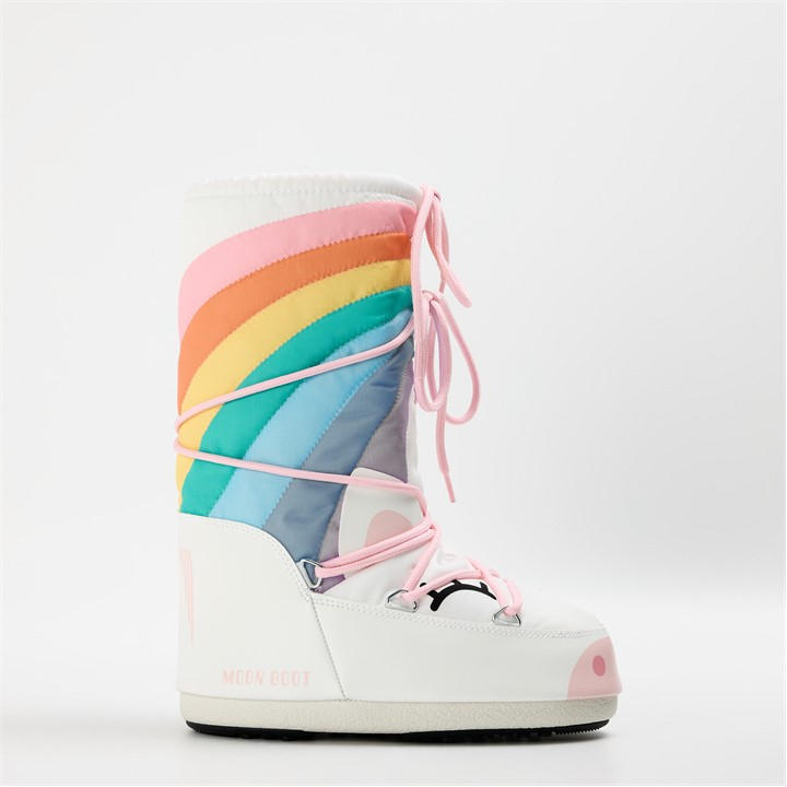 Moon Boot Girls White Kids' Icon Unicorn Snow Boots in Size 23/26, Sports Direct