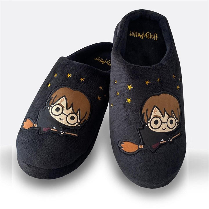 Harry Potter Boys Black Kawaii Slippers Kids in Size 1, Sports Direct