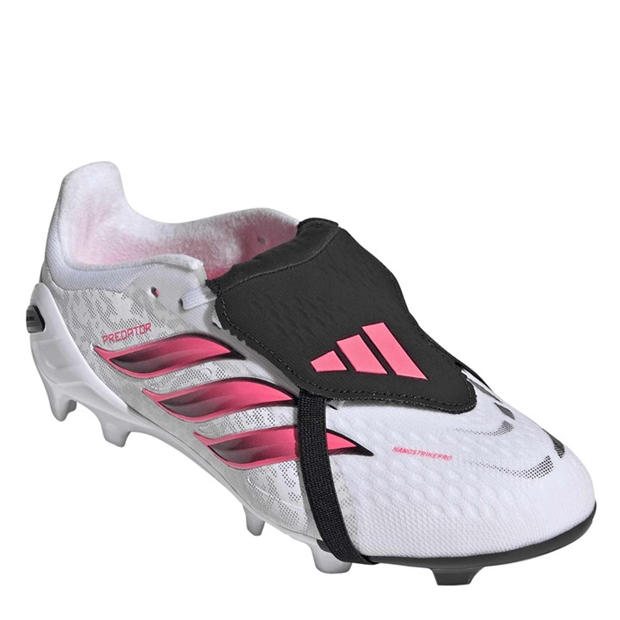White/Coral - adidas - Kids' Predator Elite Firm Ground Fold Over Tongue Football Boots