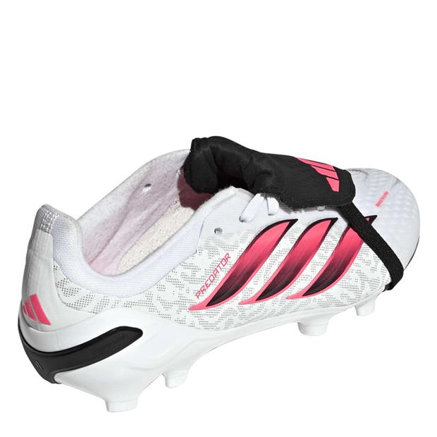 White/Coral - adidas - Kids' Predator Elite Firm Ground Fold Over Tongue Football Boots