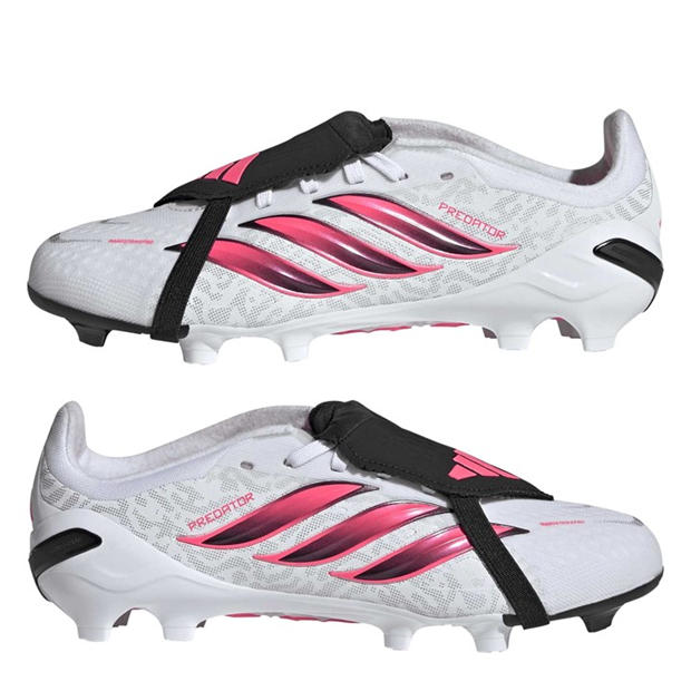 White/Coral - adidas - Kids' Predator Elite Firm Ground Fold Over Tongue Football Boots