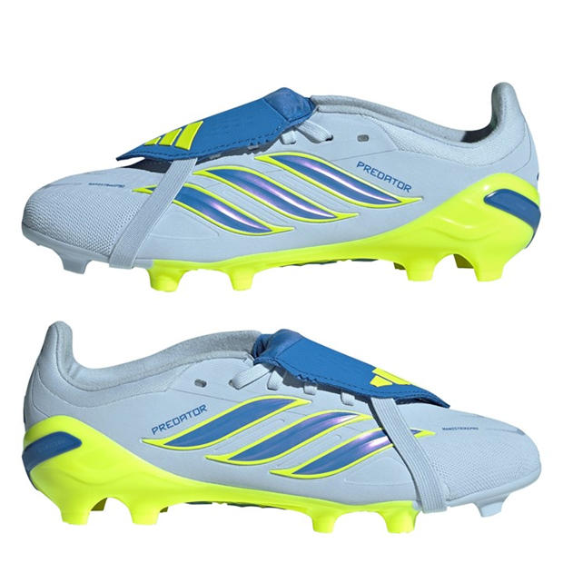 Blue/Yellow - adidas - Kids' Predator Elite Firm Ground Fold Over Tongue Football Boots