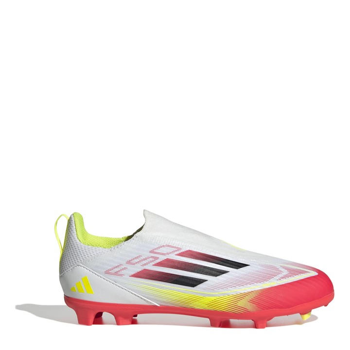 Adidas Boys White F50 League Laceless Childrens Firm Ground Football Boots C10