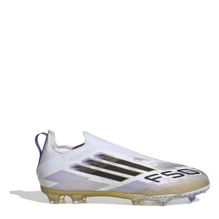 Adidas Boys White F50 Laceless Childrens Firm Ground Football Boots C11