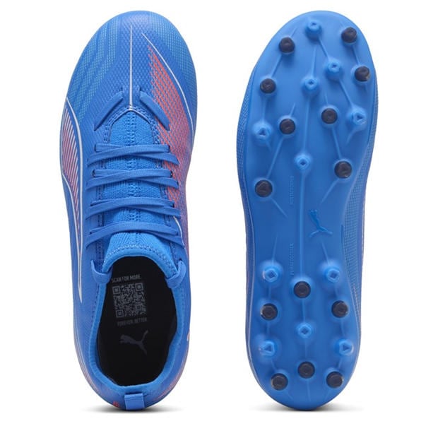 ltrBl-Wht-GlwRd - Puma - Unisex Kids' Ultra 6 Match Mg Firm Ground Football Boots