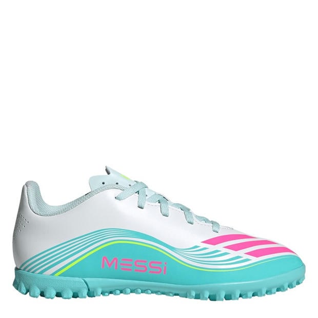 Wht/Pink/Blue - adidas - F50 Club Childrens Astro Turf Football Boots