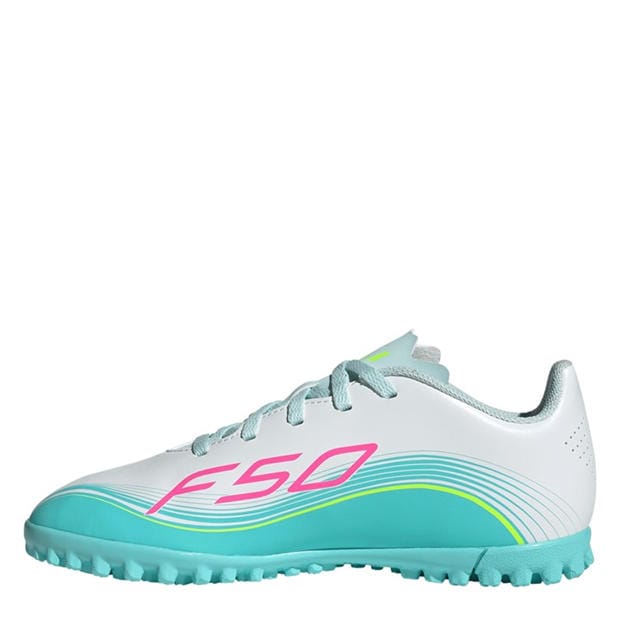 Wht/Pink/Blue - adidas - F50 Club Childrens Astro Turf Football Boots