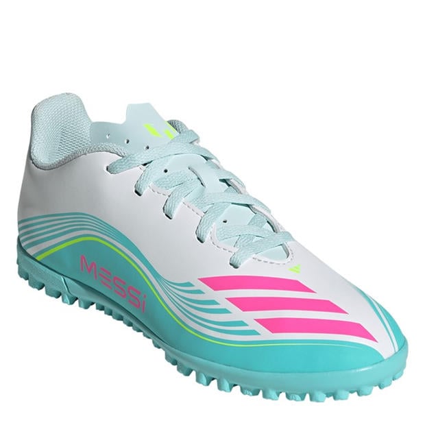 Wht/Pink/Blue - adidas - F50 Club Childrens Astro Turf Football Boots