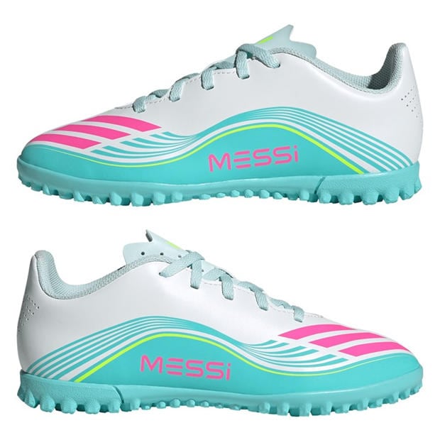 Wht/Pink/Blue - adidas - F50 Club Childrens Astro Turf Football Boots