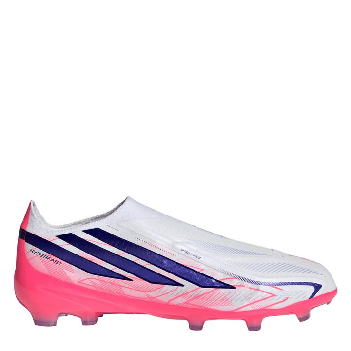 Adidas Boys White F50 Hyperfast Elite Laceless Firm Ground Football Boots Kids in Size 1, Sports Direct