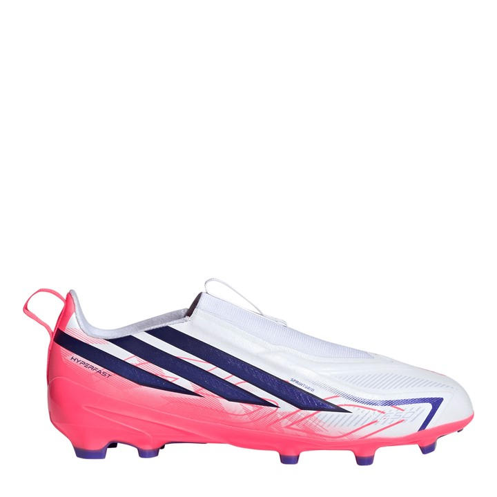 Adidas Boys White F50 Hyperfast League Laceless Firm Ground Football Boots Kids in Size C11, Sports Direct