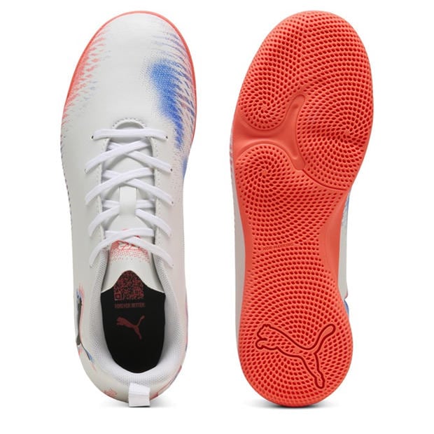 Wht-Blk-Glw Red - Puma - Unisex Kids' Future 8 Play It Indoor Football Boots