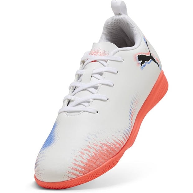 Wht-Blk-Glw Red - Puma - Unisex Kids' Future 8 Play It Indoor Football Boots