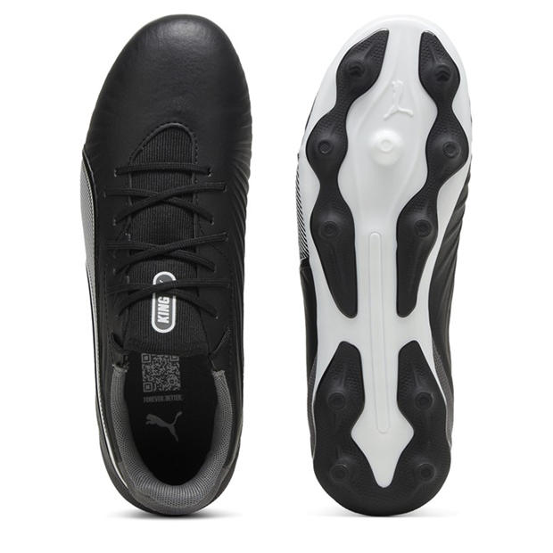 Blk-Wh-CDGray - Puma - Puma King Match Fg/Ag Jr Firm Ground Football Boots Unisex Kids