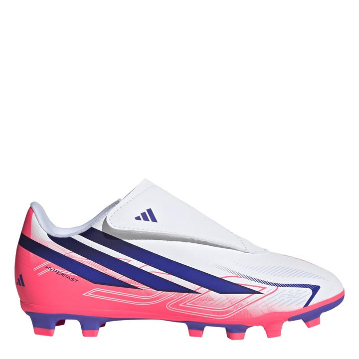 Adidas Boys White F50 Hyperfast Club Velcro Firm Ground Football Boots  in Size 3, Sports Direct