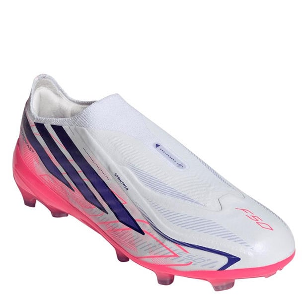 White/Coral - adidas - F50 Hyperfast Elite Laceless Firm Ground Football Boots Juniors