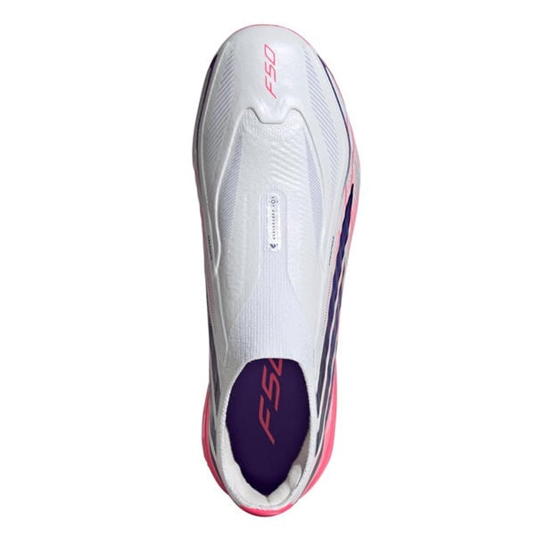 White/Coral - adidas - F50 Hyperfast Elite Laceless Firm Ground Football Boots Juniors