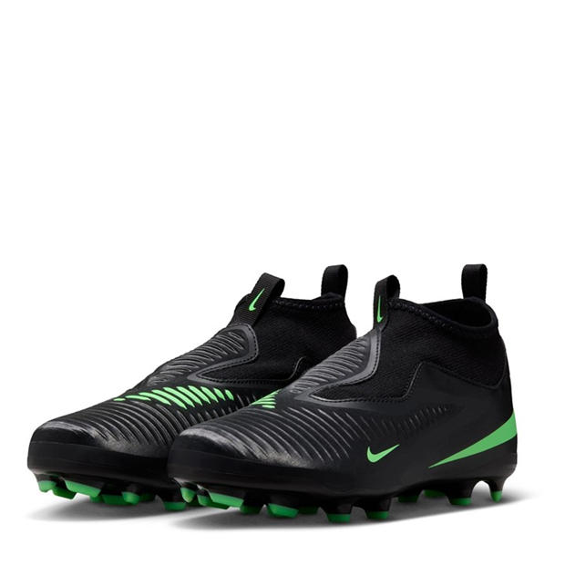 Black/Green - Nike - Phantom 6 Academy High Juniors Firm Ground Football Boots