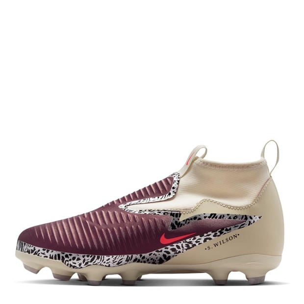 Burgundy/Print - Nike - Phantom 6 Academy High Juniors Firm Ground Football Boots
