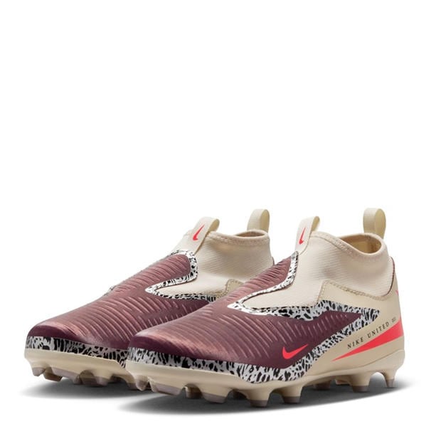 Burgundy/Print - Nike - Phantom 6 Academy High Juniors Firm Ground Football Boots