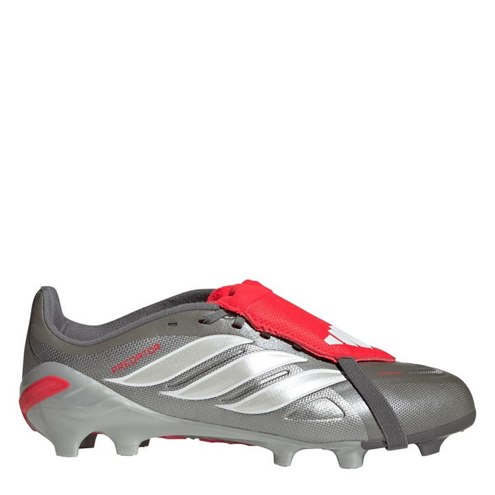 Adidas Boys Grey Predator Fold-Over Tongue League Firm Ground Football Boots  in Size 5, Sports Direct