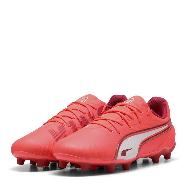 Puma Boys Red Kids King Match Firm Ground Football Boots in Size 5.5, Sports Direct
