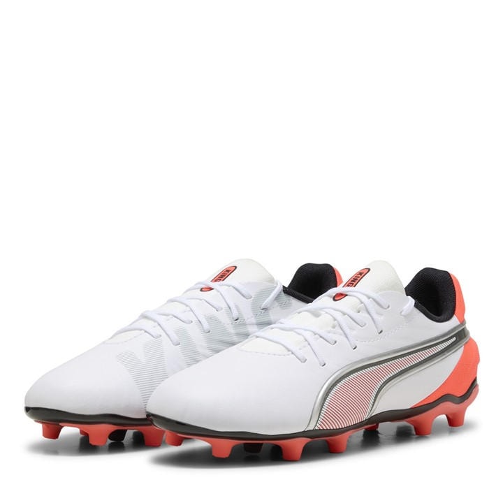 Puma Boys White Kids King Match Firm Ground Football Boots in Size 5.5, Sports Direct