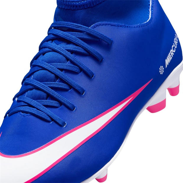 Blue/Wht/Pink - Nike - Mercurial Superfly 10 Junior Firm Ground Football Boots