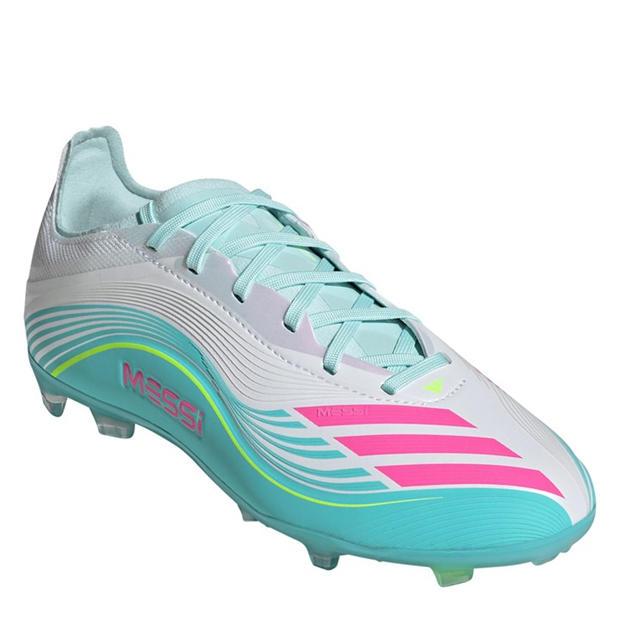 Wht/Pink/Blue - adidas - F50 Elite Juniors Firm Ground Football Boots