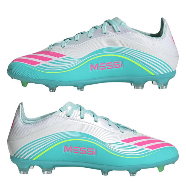 Wht/Pink/Blue - adidas - F50 Elite Juniors Firm Ground Football Boots