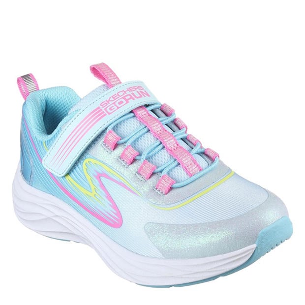 Blue/Multi - Skechers - Bungee And Strap Glitter Mesh Sneak Slip On Runners Unisex Kids