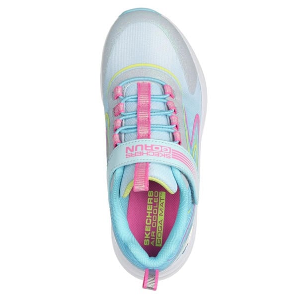 Blue/Multi - Skechers - Bungee And Strap Glitter Mesh Sneak Slip On Runners Unisex Kids