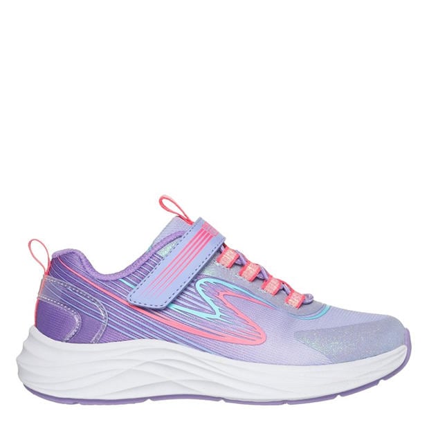 Lavender/Multi - Skechers - Bungee And Strap Glitter Mesh Sneak Slip On Runners Unisex Kids