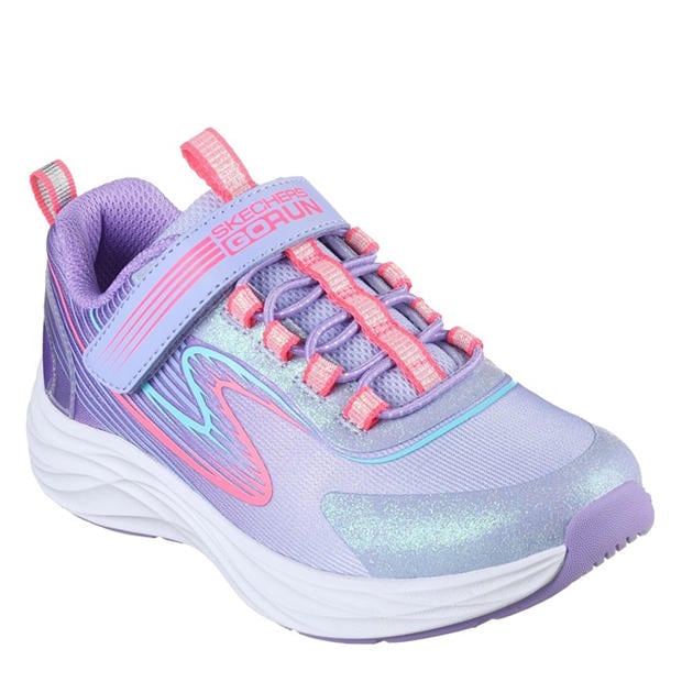 Lavender/Multi - Skechers - Bungee And Strap Glitter Mesh Sneak Slip On Runners Unisex Kids